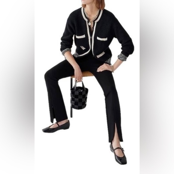 J. Crew Roxanne Tall Flare leg trouser pants in Italian ponte BD310 Black XST XS - Picture 1 of 5